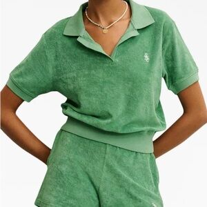 Sporty & Rich Logo Embroidered Terry Cloth Polo
